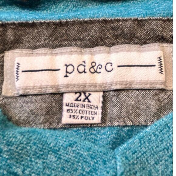 PD&C Mens V-Neck  Green Tee Shirt 2XL - Picture 2 of 4